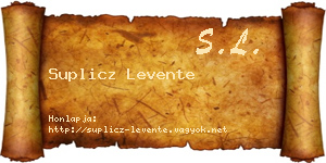 Suplicz Levente névjegykártya
